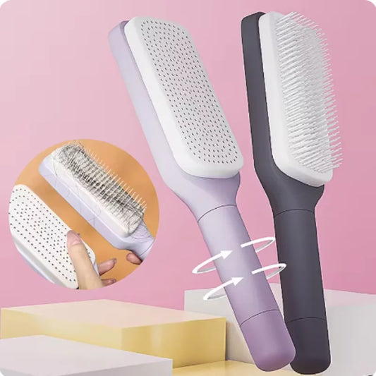 Brosse Démêlante à Manche Rotatif – Retrait Instantané des Cheveux